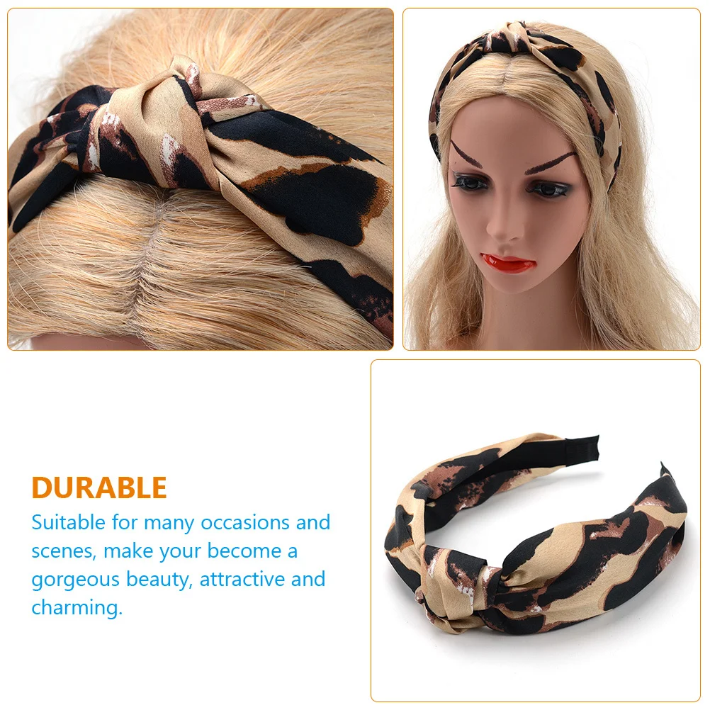 

Leopard Headband Satin Plastic Durable Elastic Comfortable Stylish Vintage Party Hair Band for Women Teens Hair Accessory