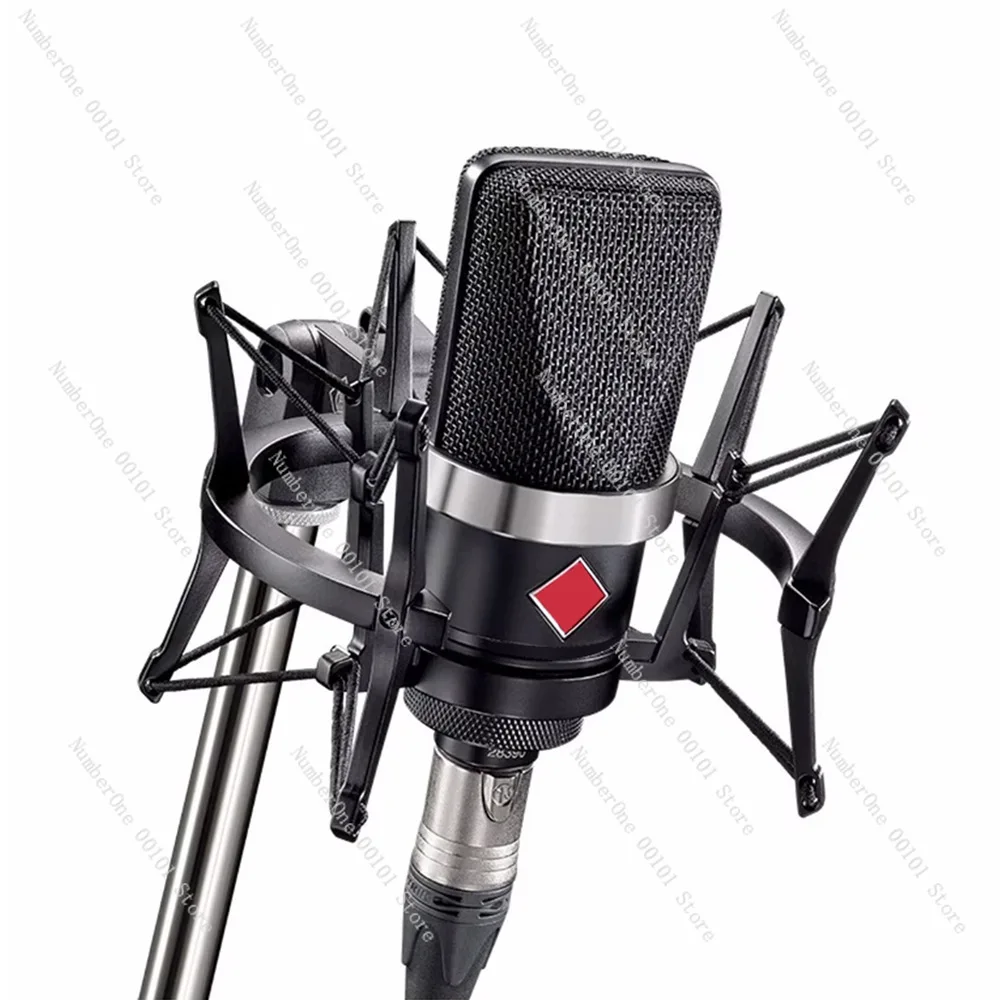 Large diaphragm condenser microphone heart pointing studio live streaming host recording