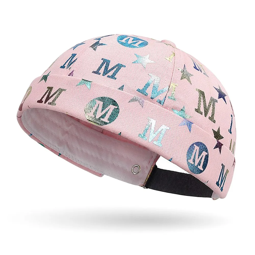 Fashion Hip Hop Beanie Street Hat Stained Star Adjustable Brimless Docker Cap Cotton Solid Color Skullcap for Men Women