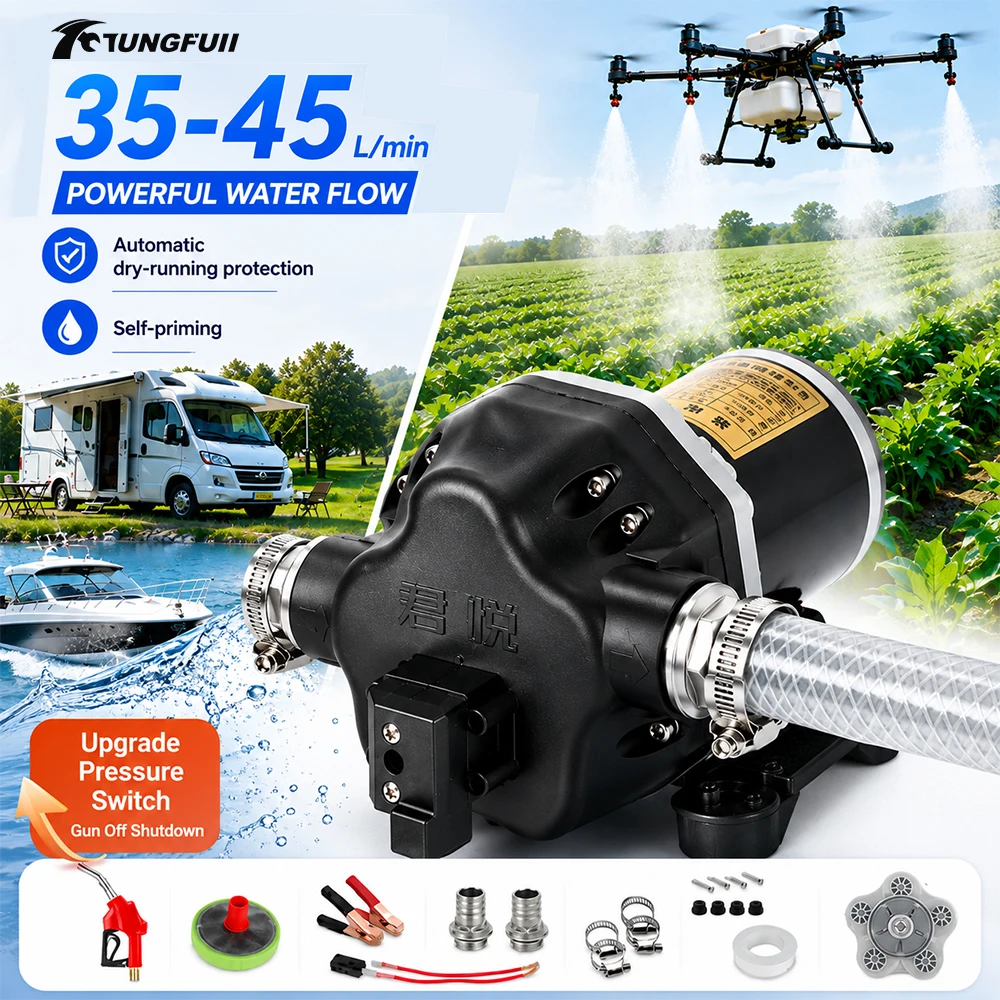 Self-Priming Diaphragm Pump 12V Water Transfer Pump Agricultural Sprayer Pump Pressure Switch Pump Chemical Resistant Pump