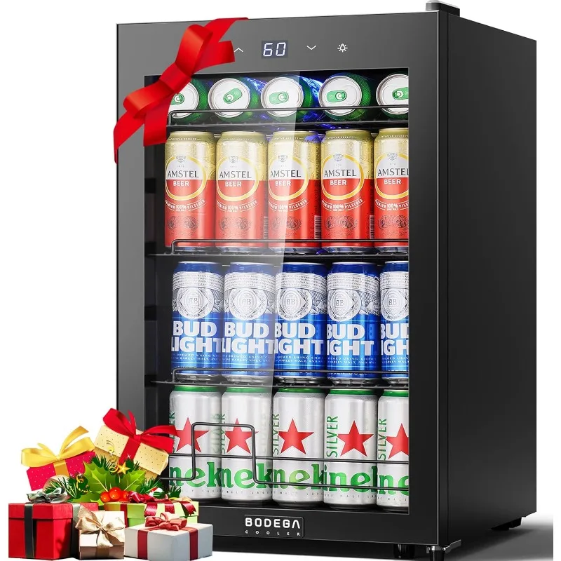 Refrigerator Cooler,120 Can Mini fridge with Glass Door for Soda Beer or Wine,Beverage Cooler with Adjustable Shelves for Home