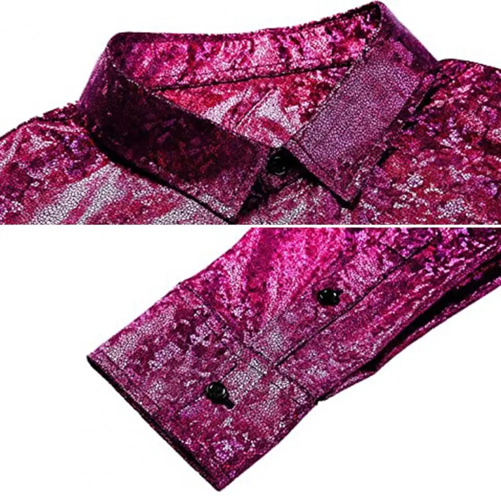 Single Breasted Shirt Tops Men's Casual Long Sleeve Shirt Solid Color Lapel Twill Top Loose Fit Single Breasted Glossy Daily