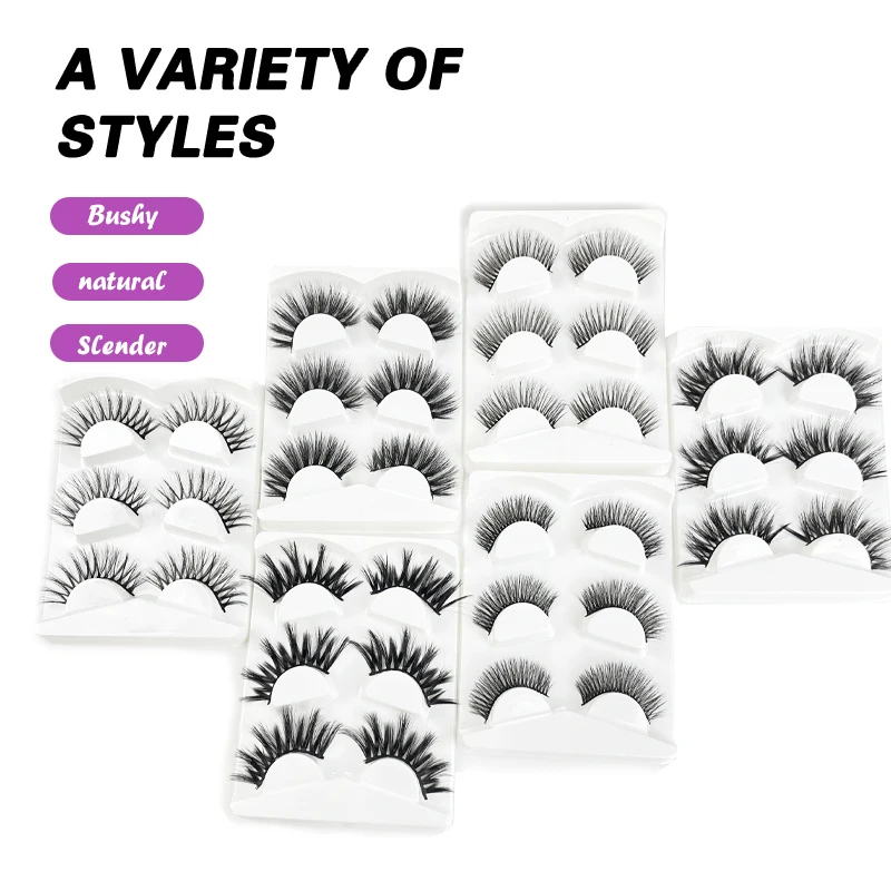 3Pairs 3D Fiber Lashes Natural Eyelashes Dramatic False Eyelashes Faux Cils Makeup Wholesale Fake Eyelash Extension Maquiagem