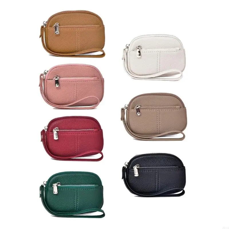 

Leather Wristlet Wallets for Women Zippers Keychain Wallet Coin with Wristlet Strap Credit Card Holder Gift 20CA