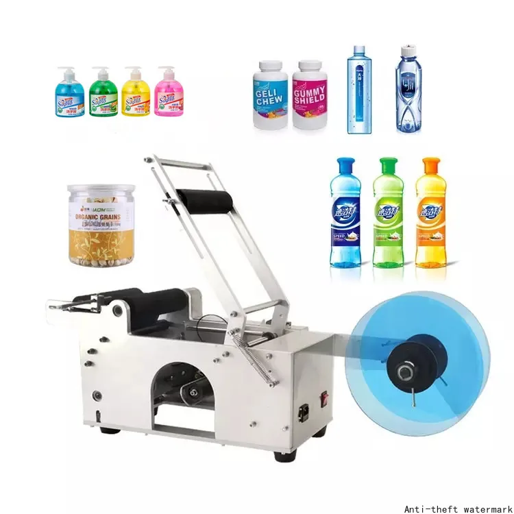 Price MT-50 Desktop Manual Sticker Auto Small Round Glass Vial Plastic Bottle Adhesive Label Semi Automatic Labeling Machine