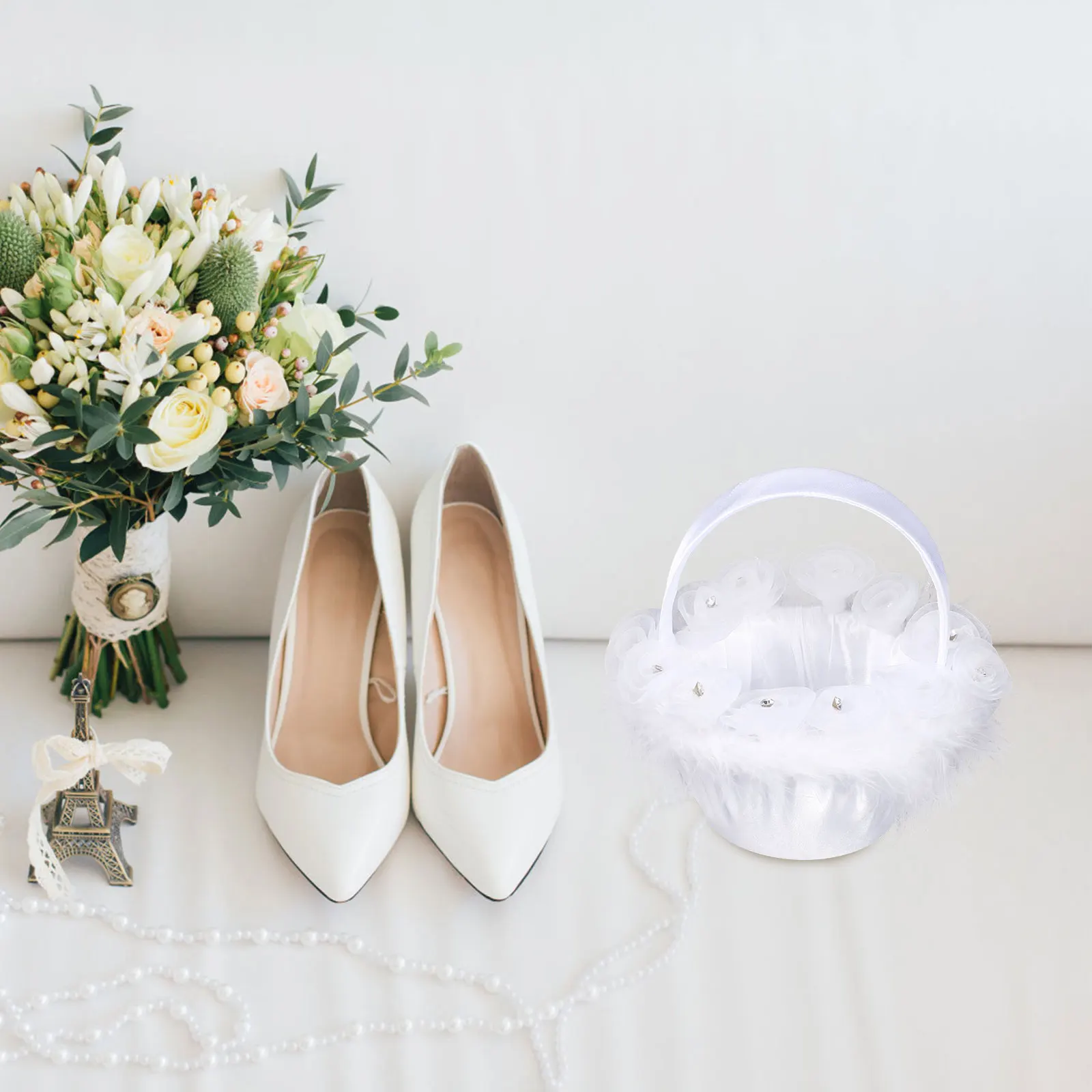 

Lace Wedding Basket Wedding Basket Small Storage Decorative Girls Scatter Petals Holder Elegant Ceremony Banquet