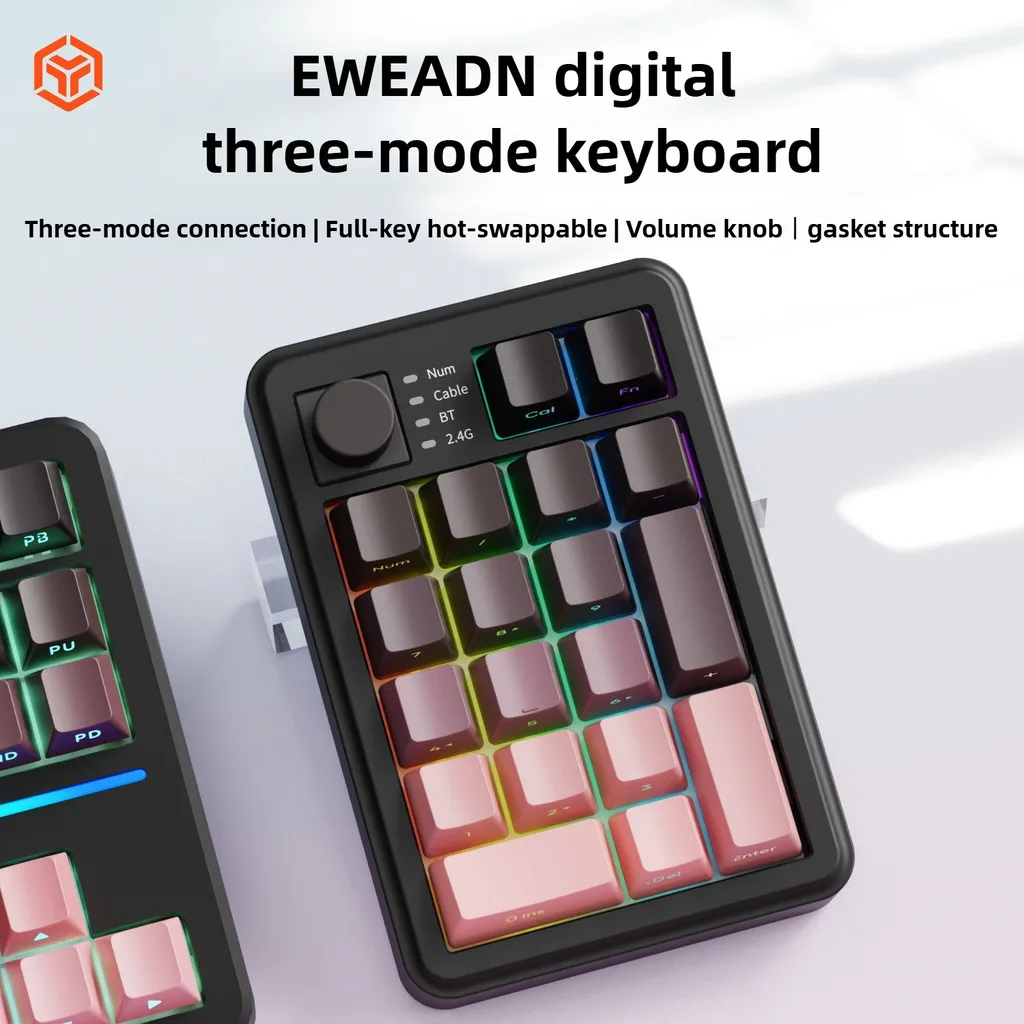 

NK20 Numpad Keyboard 2.4G/Bluetooth/Wired 3mode RGB Gasket with Knob Hot Swappable for Office Desktop Computer Universal