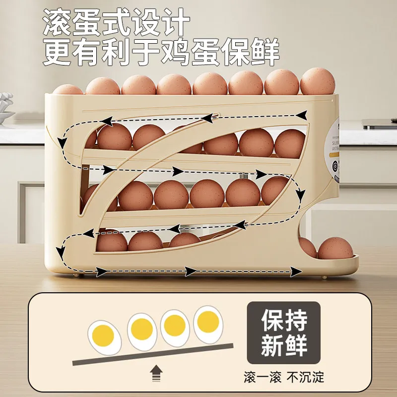 Egg storage box, kitchen multi-layer inclined mouth automatic egg roller, egg holder special fresh-keeping box