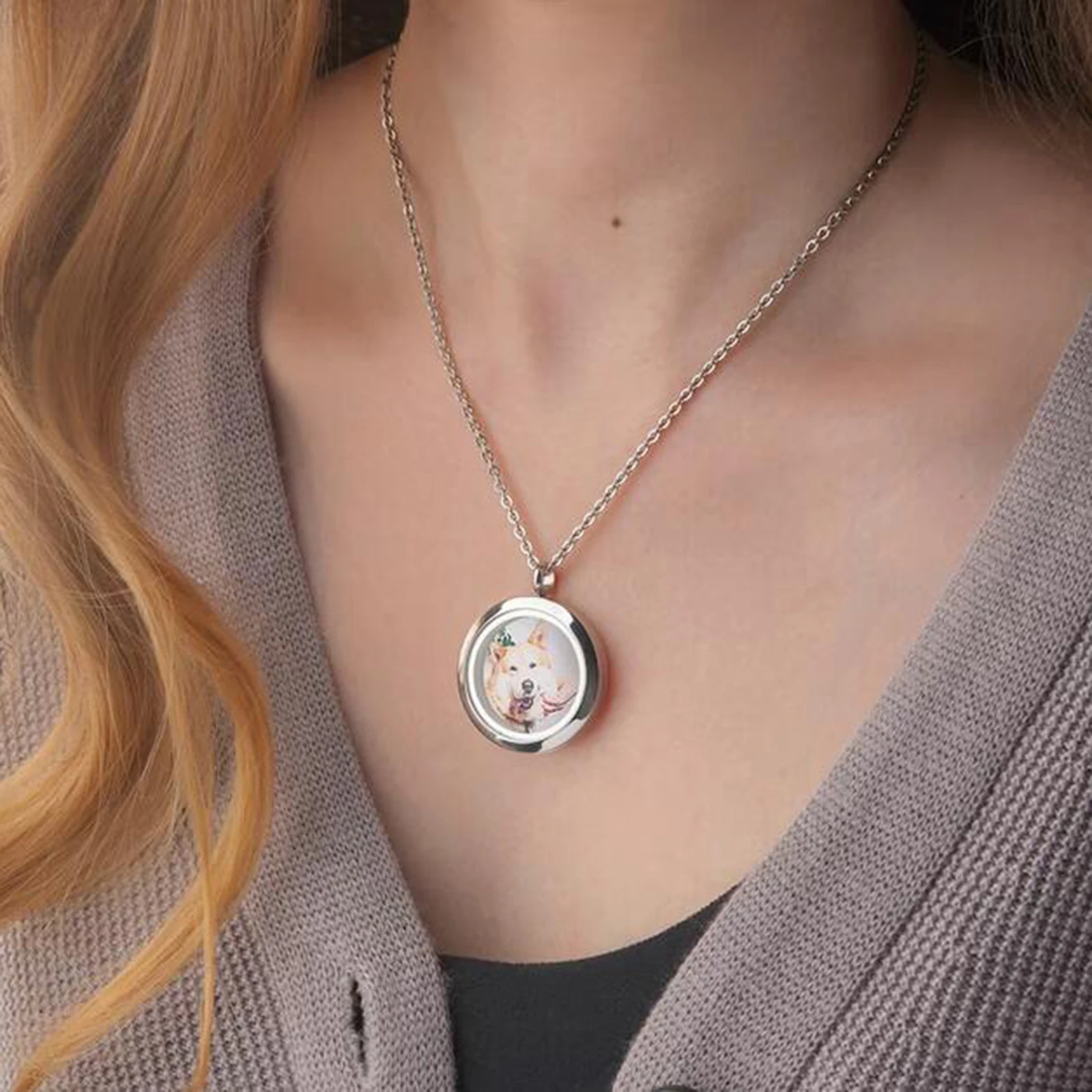 Personalized Customized Photo/Text Stainless Steel Round Urn Ashes Pendant Necklace Cremation Memorial Jewelry Keepsake Gifts