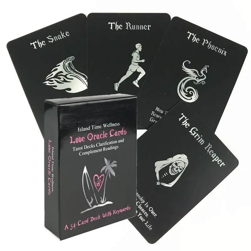 1Pcs Deck Tarot Island Time Love Oracle Cards Black Tarot Card Divination Board Game Party Deck
