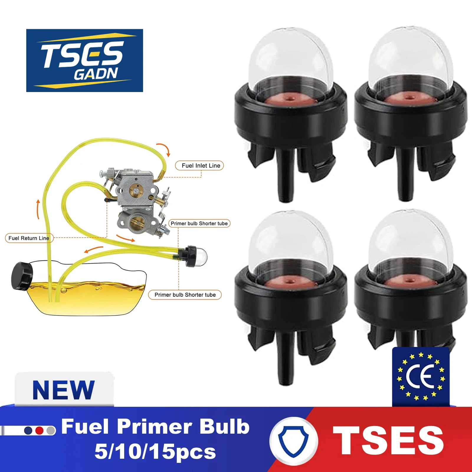 Tses Fuel Primer Bulb Replacement 5/10/15pcs for 2-Cycle Small Engine Poulan Echo Chainsaw For Lawn Mower, String Trimmer
