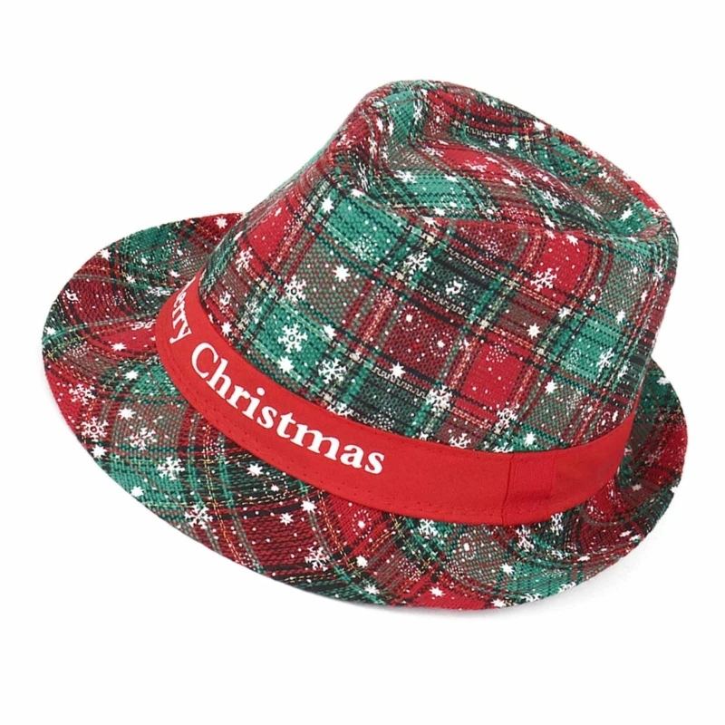 2025 New Checked Christmas Jazzy Top Hat for Holiday Celebration Festival Costume Santa Hat Cosplay Party Accessories Headwear