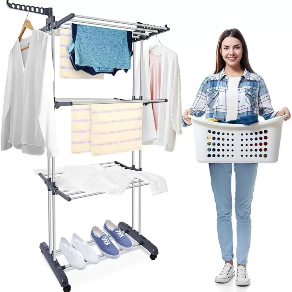 Multilayer Foldable Clothes Drying Rack Clothes Airer Cloth Dryer Stand Clothing Rack Coat Hanger Organizer Home Accessories