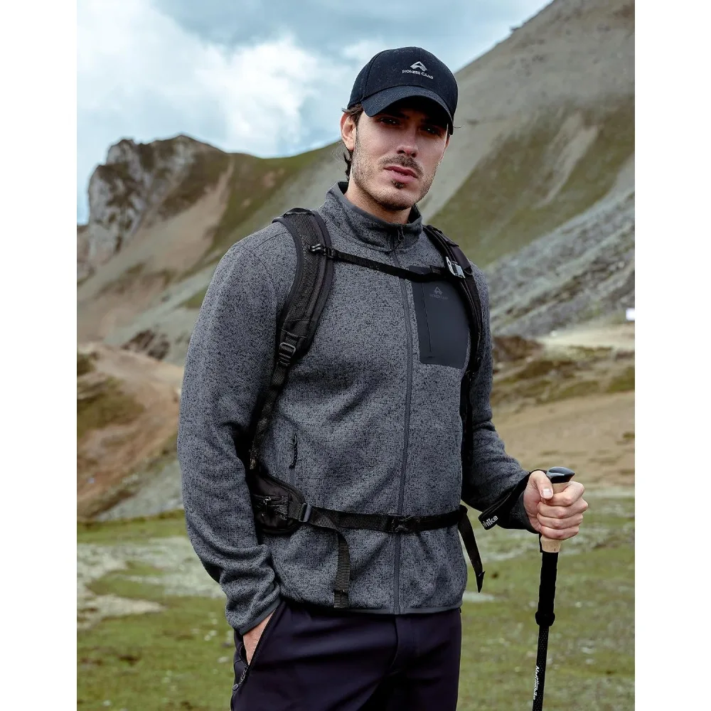 Pioneer Camp Men's Fleece Jackets Full Zip Lightweight Winter Warm with Zipper Pockets Athletic Camping Outwear Coat