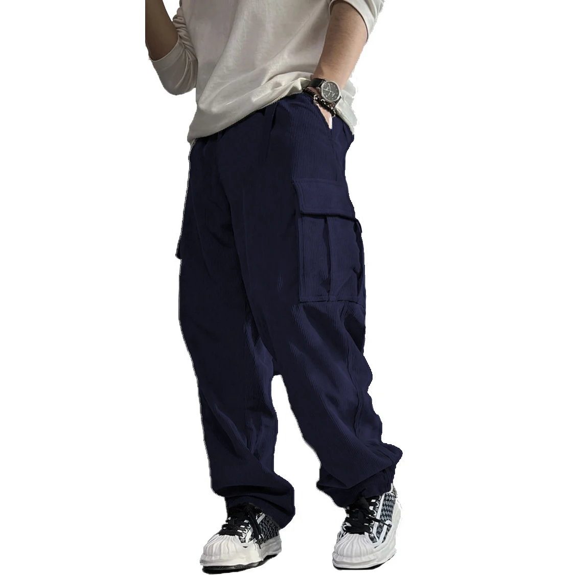 Independent station American corduroy casual pants spring/summer loose cargo multi-pocket straight pants