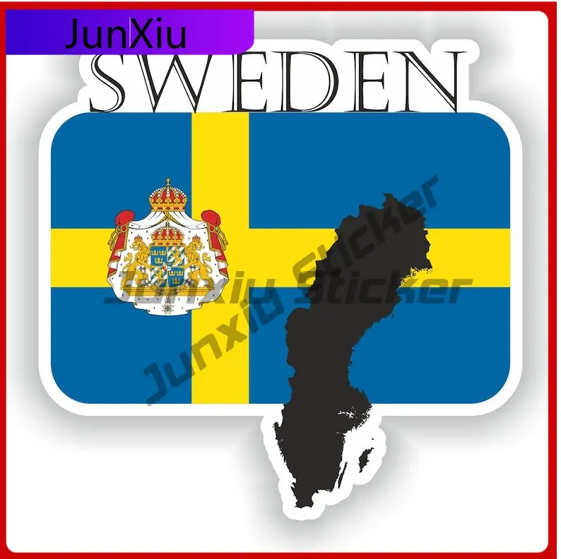 

Sweden Map Flag National Emblem Stickers Rv Camper Sun Decals Camping Sticker Car Decoration Accessories For Laptop Book Fridge