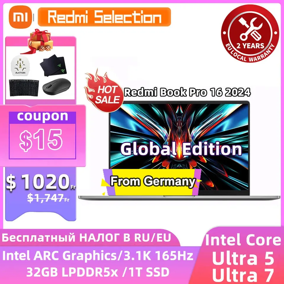 Xiaomi laptop RedmiBook Pro 16 Core Ultra 5-125H/Ultra 7-155H ARC Xiaomi laptop RedmiBook Pro 16 Core Ultra 5-125H/Ultra 7-155H ARC