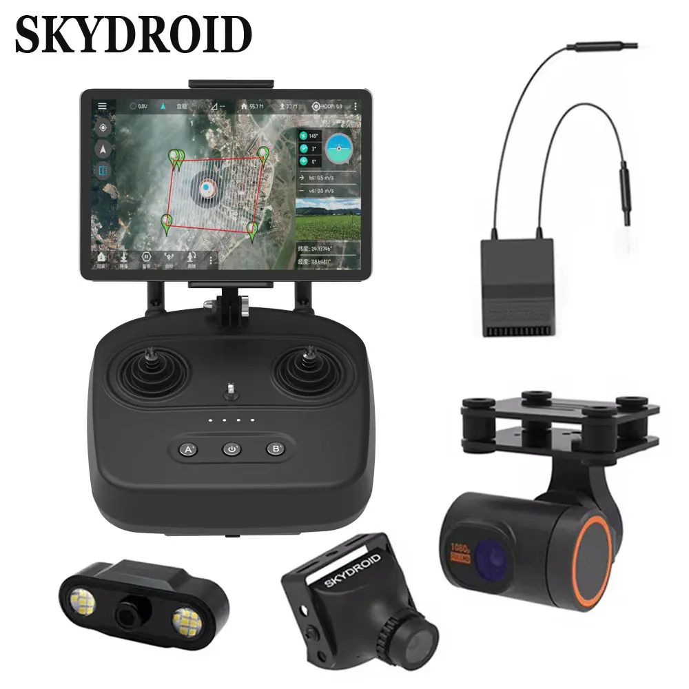 Skydroid T10 Remote Control Mini Camera 10km Digital Map Transmission 4 in 1 With R10 Receiver for RC Plant Protection Drone