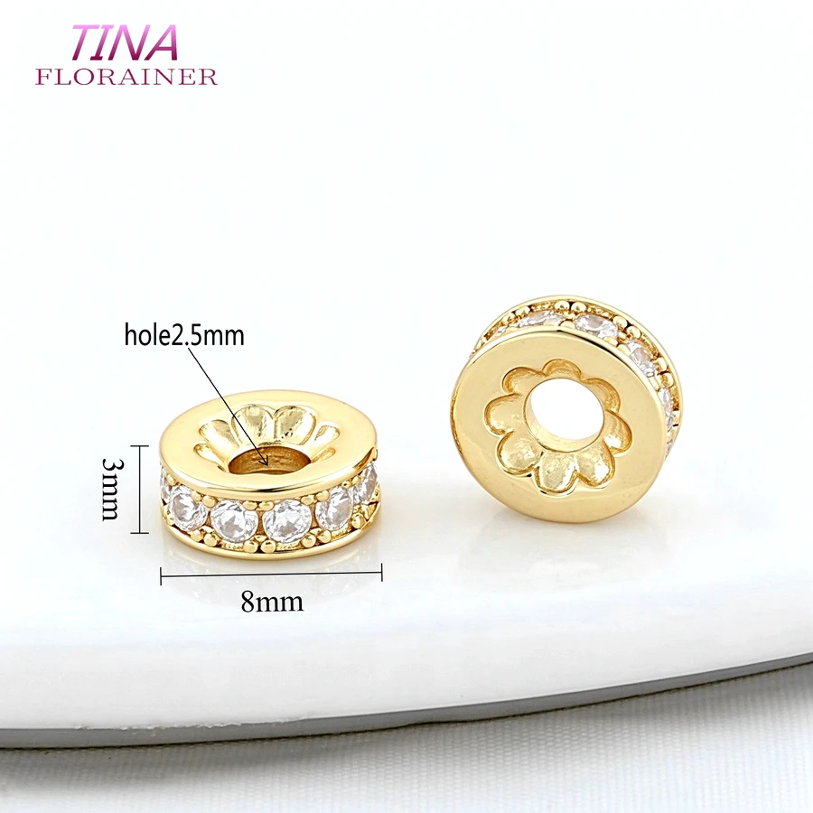 10MM 14K Gold Farbe vergoldet Messing und Zirkon Rondellen Kristall Perle lose Distanzperlen für DIY Schmuckherstellung Zubehör – Detail 3