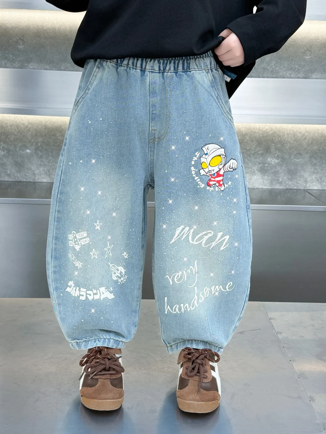 

Spring Faion Boys' Jeans High Waist Straight Leg Korean Sle Baby Boy Versatile Long Pants Autumn Spring Knife Pants