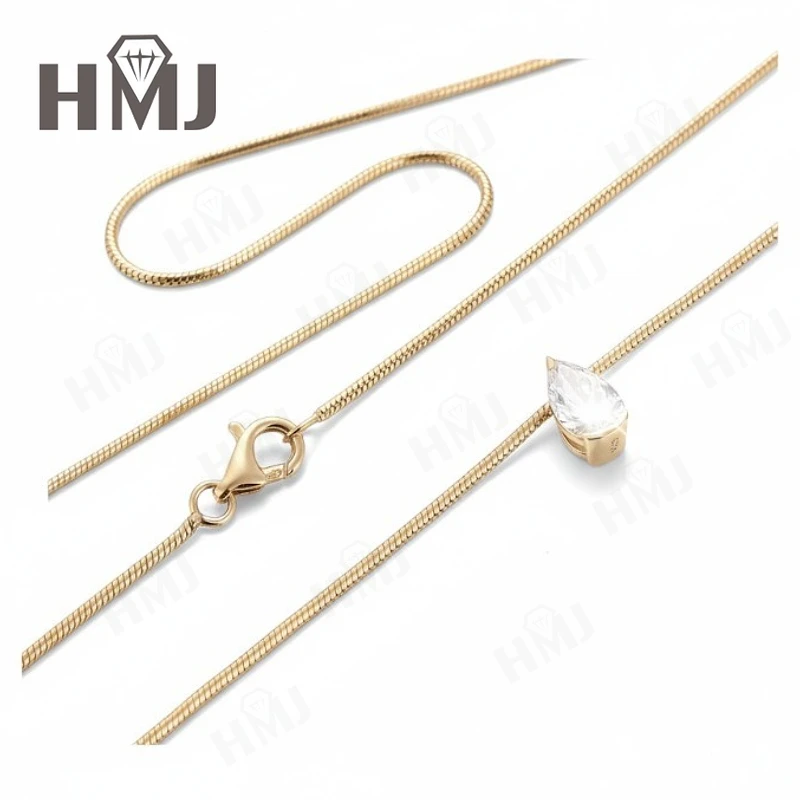 

Ожерелья с 2 каратами из золота 18 карат, 14 карат, 10 карат, грушевидная форма, капля воды, 18-дюймовая цепочка из змеиной кости с сертификатом IGI, подарок на годовщину, подвеска