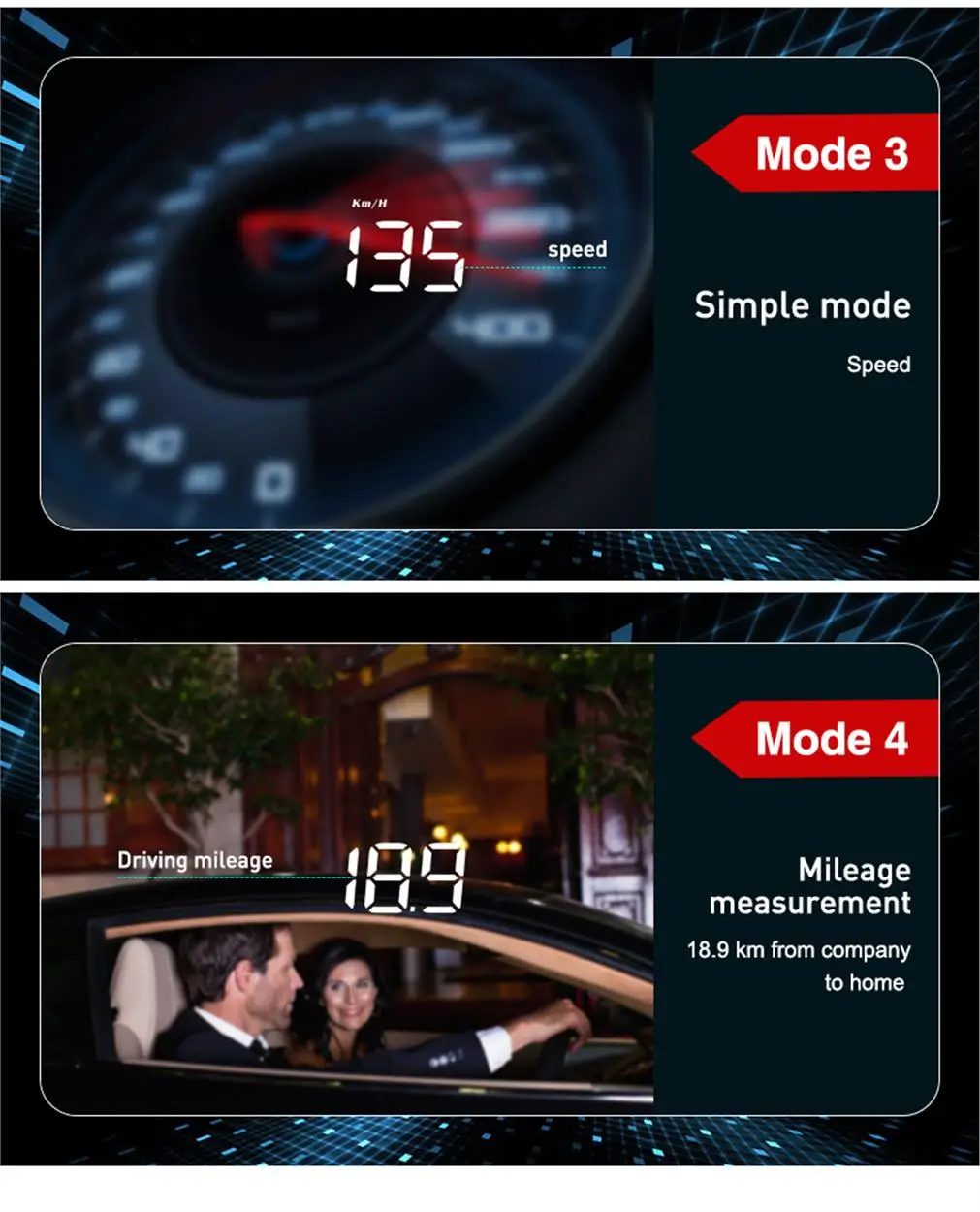M8 Auto HUD Head-Up-Display OBD2 Geschwindigkeitswarnung Auto Elektronische Wassertemperatur LED Digital-Projektor Windschutzscheibe – Detail 8