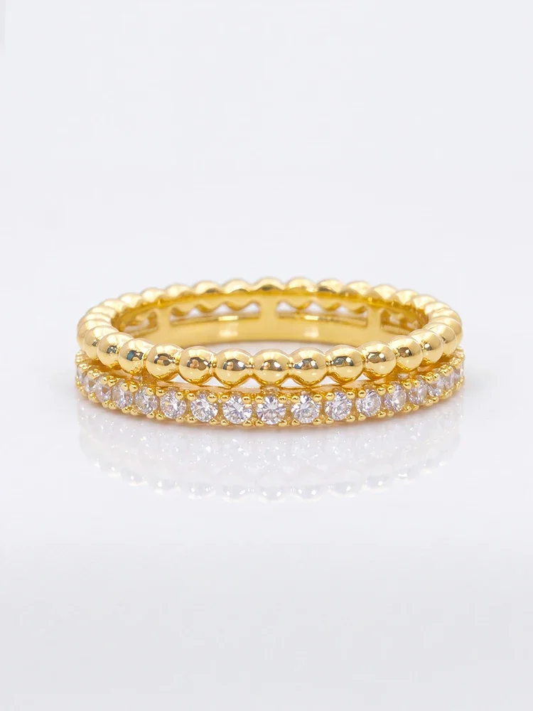 Funkelnde Echte Moissanit-Diamant Mode Runde Eheringe für Frauen Jubiläum Personalisierter Hochwertiger Party-Schmuck – Detail 4