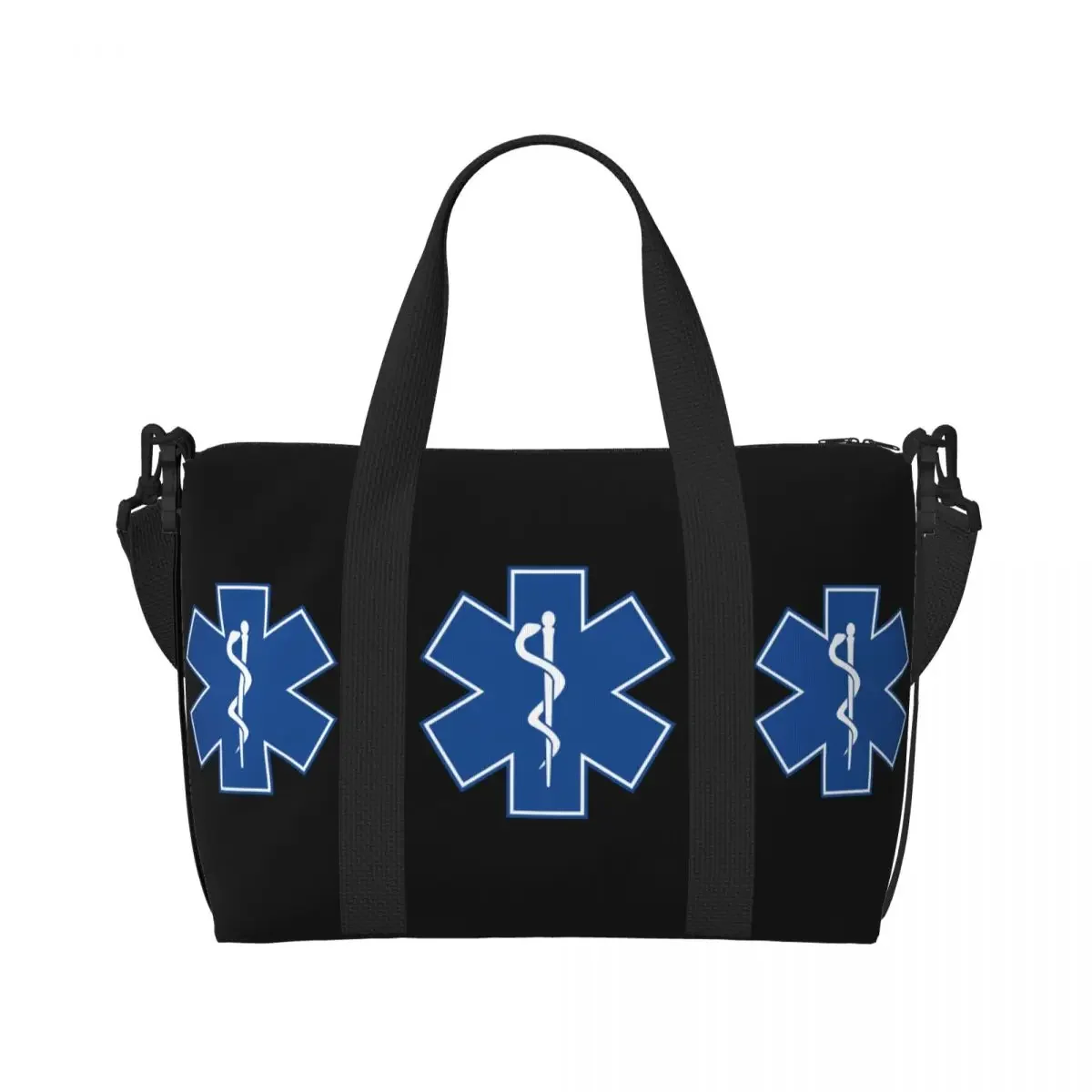 Custom Star Of Life EMT Health Care Beach Tote Bag Women Paramedic Large Compartment Gym Beach Travel Bags