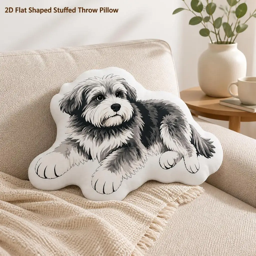 American Cartoon Schnauzer Lying Down Pose Plush Pillow Cushion Irregular Stuffed Throw Pillow Home Decor Gift Sofa Bed Home