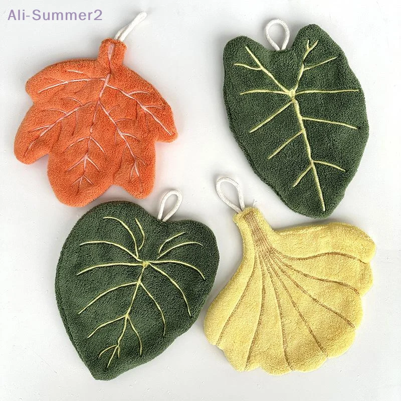Soft Double-layer Leaf Style Hand Towel Thickened Absorbent Hanging Hand Cloth Speed Dry Handkerchief Rag