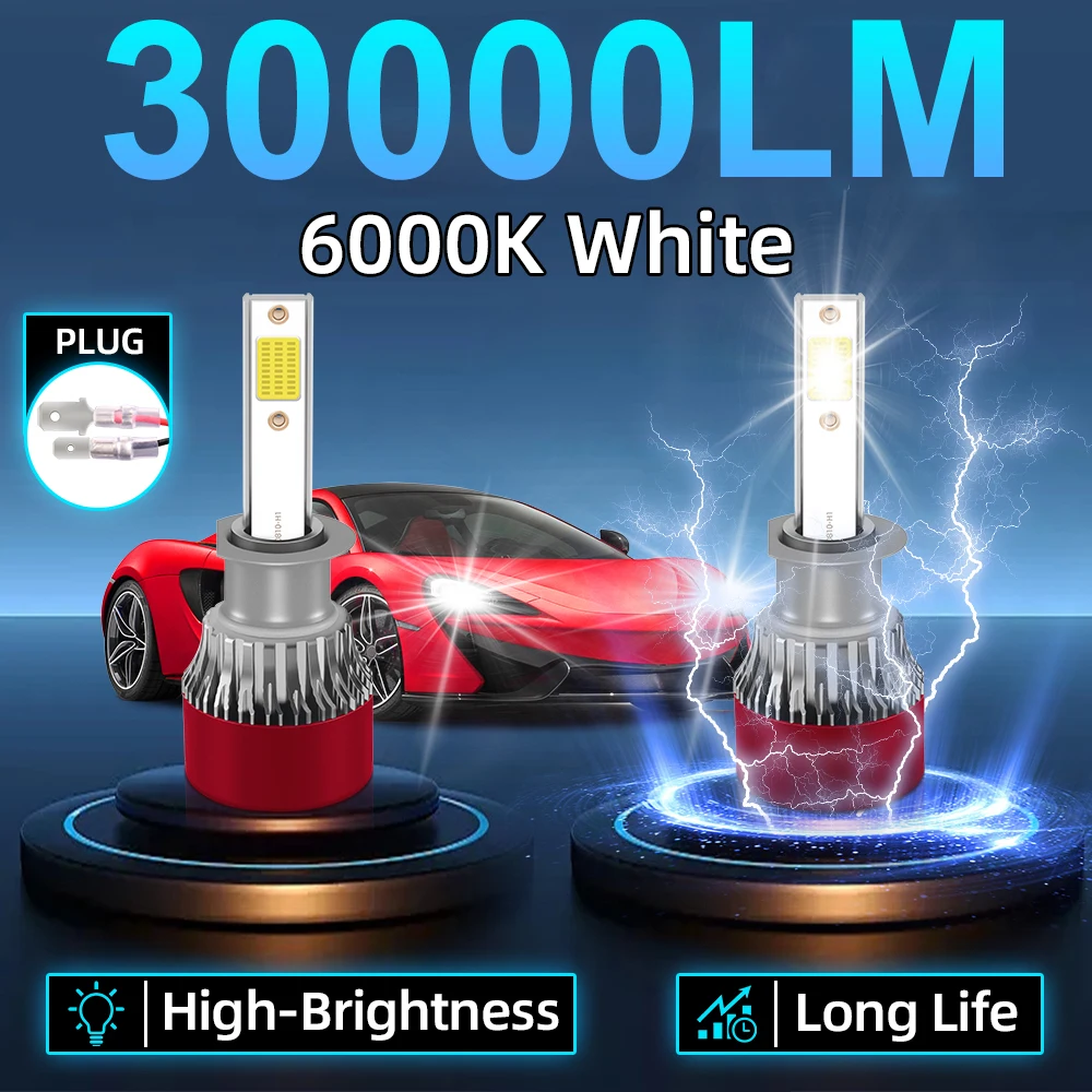 2 قطعة H1 LED المصابيح الأمامية مرحبا/لو شعاع أضواء السيارات 30000LM 180 واط السوبر مشرق COB رقائق المصباح مصباح للسيارات DC12-24V