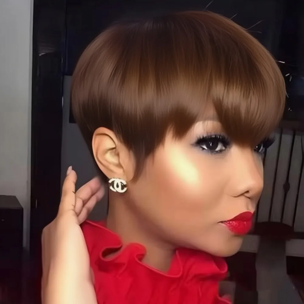 

Синтетический парик 613 блонд, короткий прямой, из искусственных волос, черно-коричневый цвет, для женщин, парик-пикси, для повседневного использования и вечеринок, парик с стрижкой пикси.