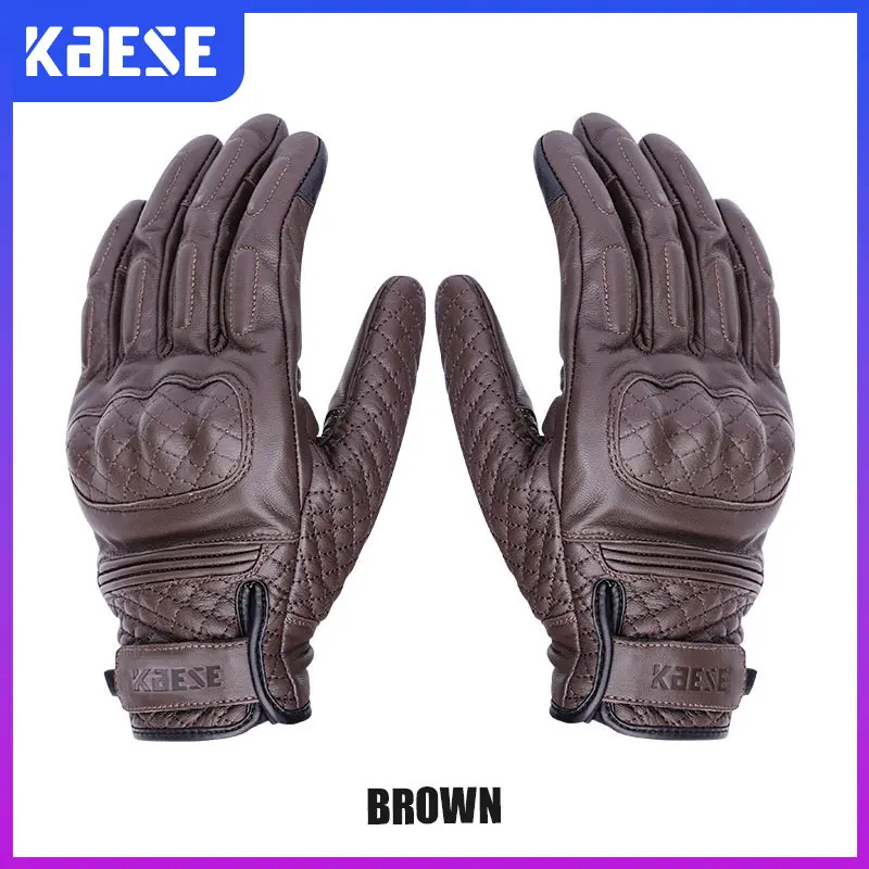 

Classic Retro Goatskin Leather Motorcycle Gloves Unisex Touch Screen Fist Joint Protect Motorbike Racing Riding Protective Glove