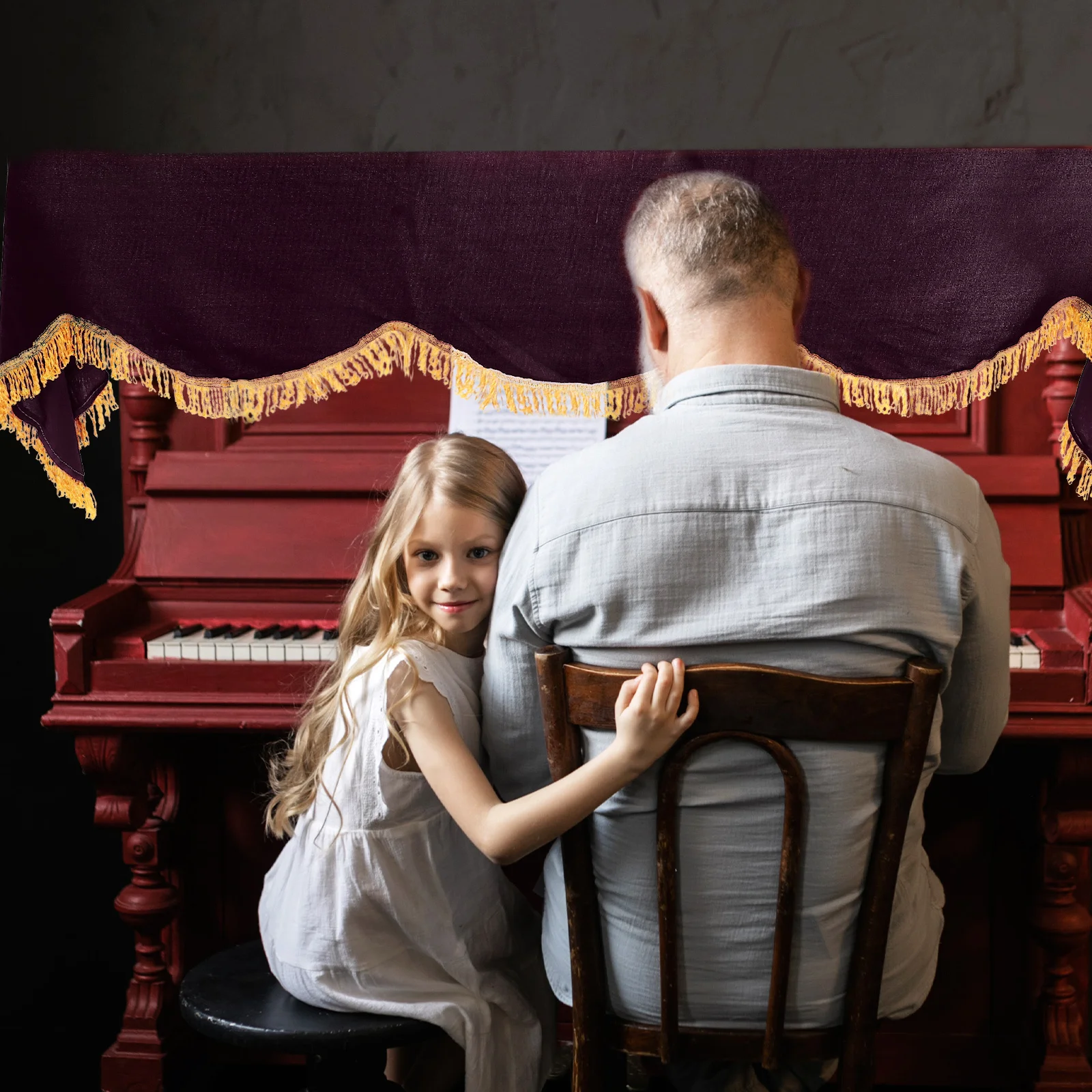 

Upright Piano Dust Fabric Cover Protective for Electric Instrument Electronic Digital Keyboard