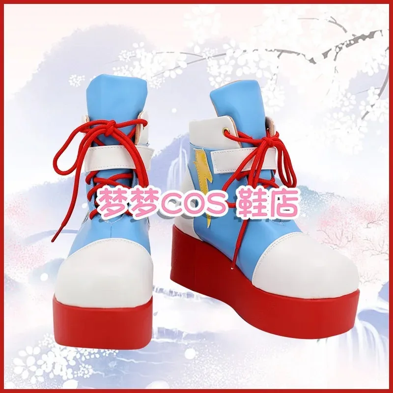 Sepatu kostum Cosplay Rainbow Dash gadis Equestria sepatu bot kulit imitasi buatan tangan