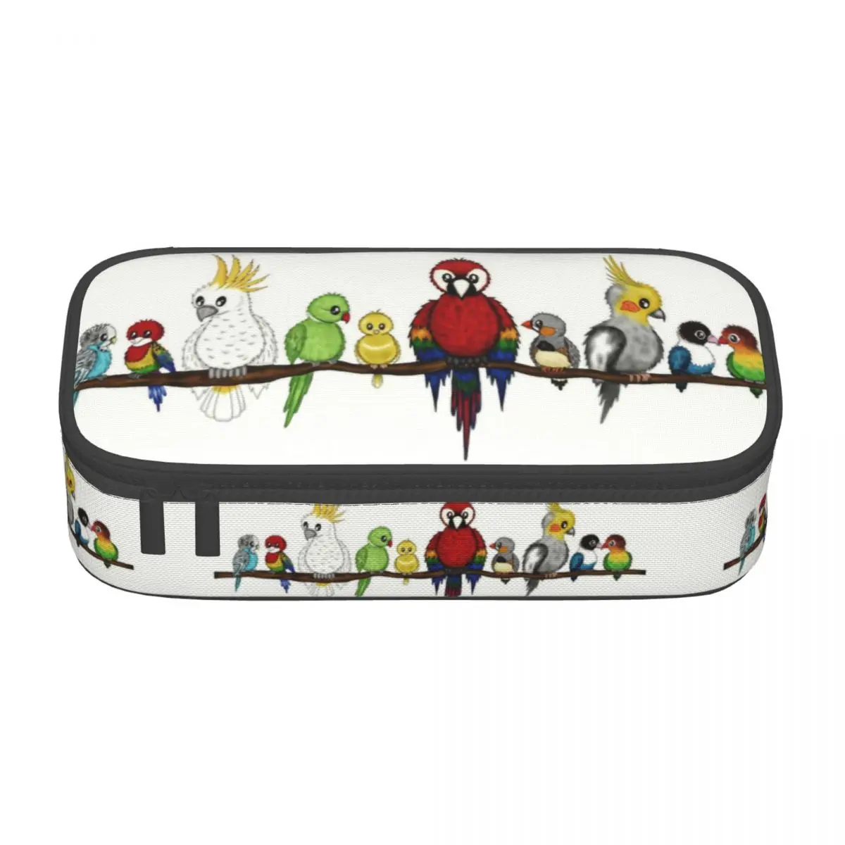 Custom Cute Pet Birds Lovebird Kawaii Pencil Case Girl Boy Large Capacity Parrots Pencil Box Student School