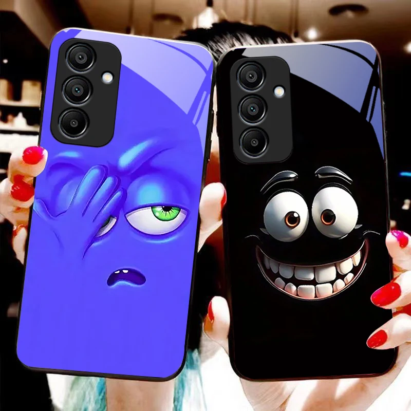 Cute and funny face For Samsung A 20 30 A22 23 24 25 26 31 32 33 A34 35 42 50 51 52 53 54 55 56 70 71 72 73 glass phone case