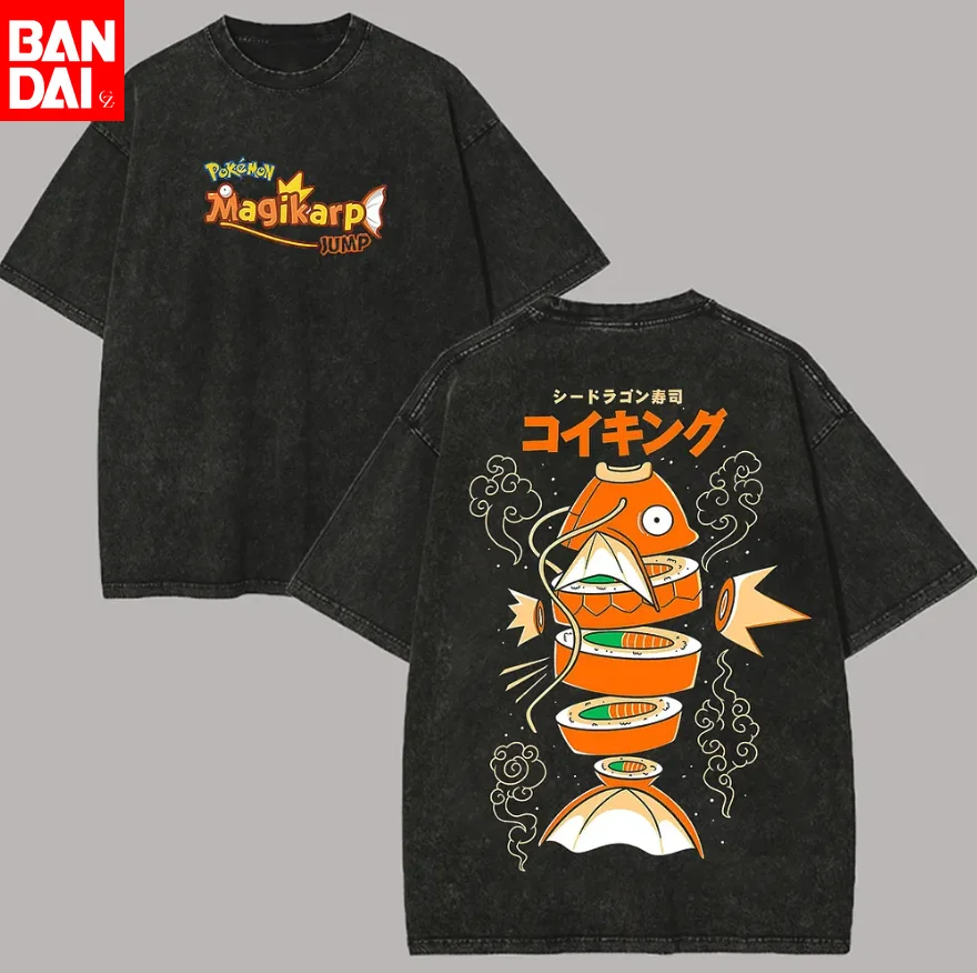 Camiseta con Estampado de Charizard Llama Azul de Pokémon para Hombre, Verano 2026, Estilo Vintage, Lavado Ácido, Talla Grande, Ropa Urbana de Anime