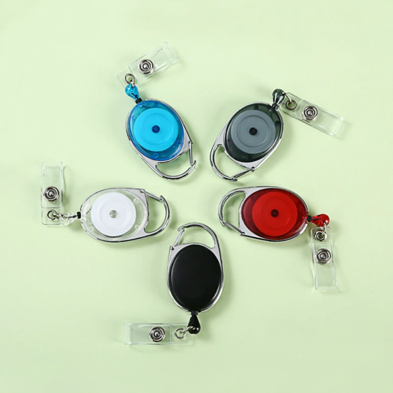 Retractable Oval Shape Badge Reel for Pass Work Card Name Bus Card Sleeve Keychain Lanyard Extensible Card Clips Reels