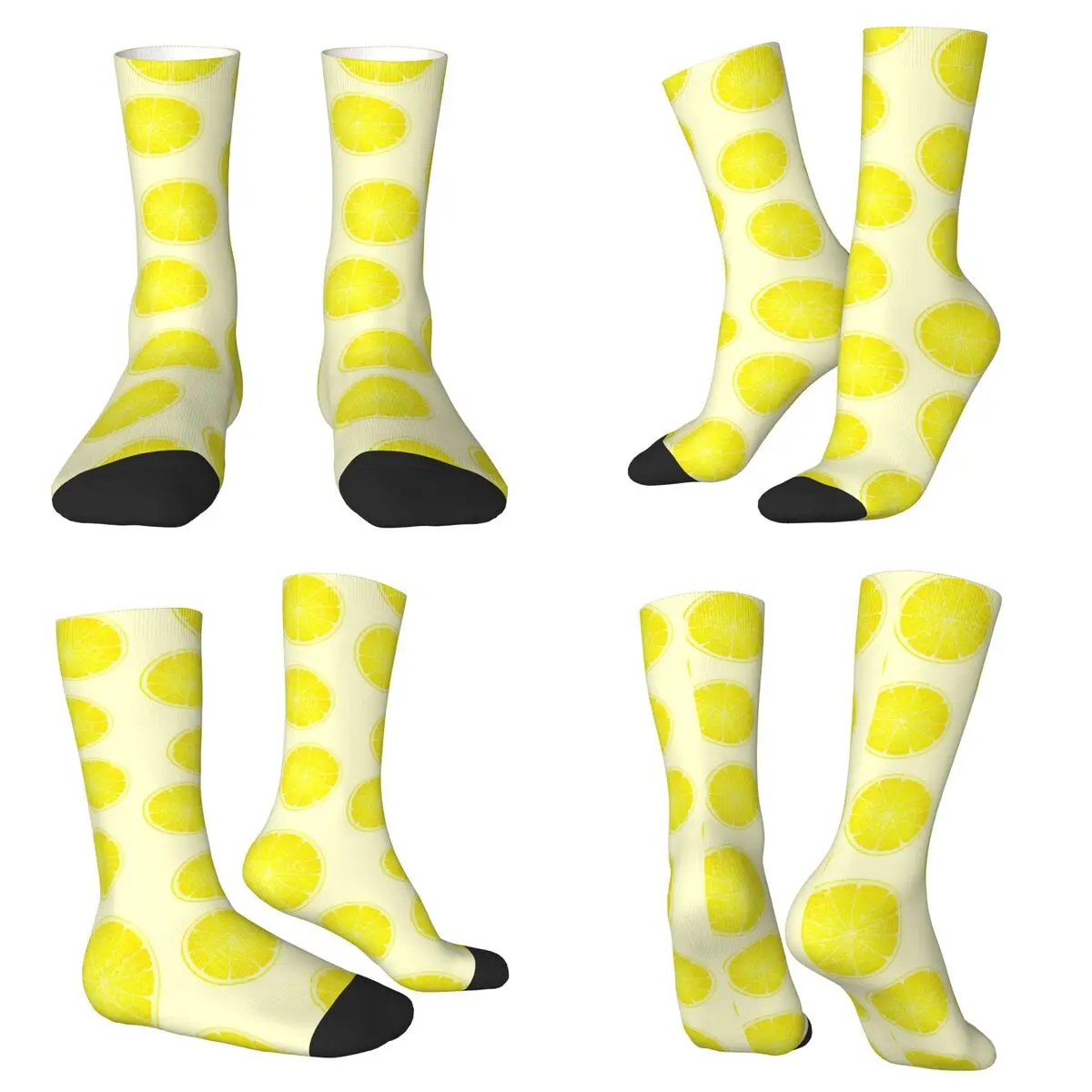 

Bright Yellow Pattern Slices Lemon Socks Harajuku High Quality Stockings All Season Long Socks for Unisex Valentine's Day Gifts