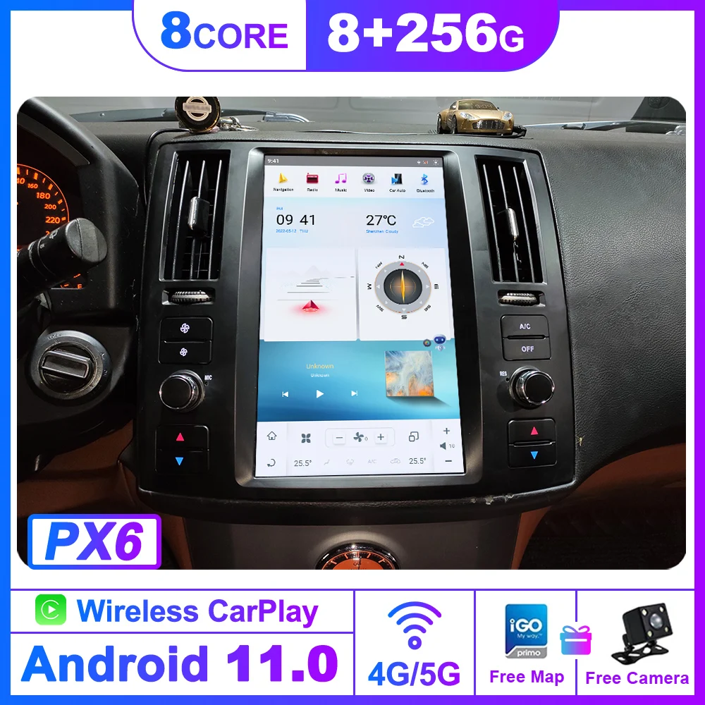 For Infiniti FX FX25 FX35 FX37 2003-2007 For  Tesla Style screen Android 13 Car multimedia Player car gps radio stereo head unit