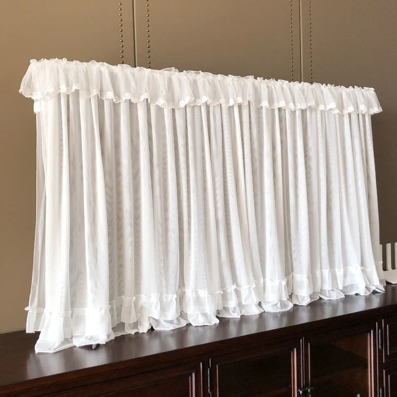 

Pure white lace yarn TV cover TV dust cover 65 inch TV cover 75 inch