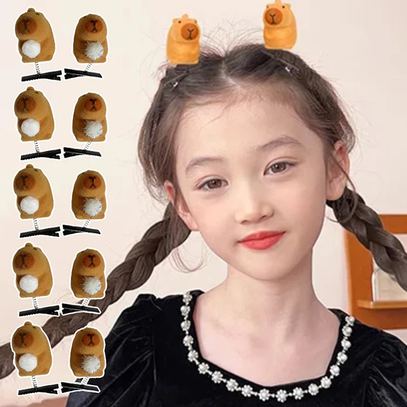 10/20Pcs Kawaii Little 3D Capybara Spring Duckbill Clip Bangs Side Clips Hairpin Hair Accessories