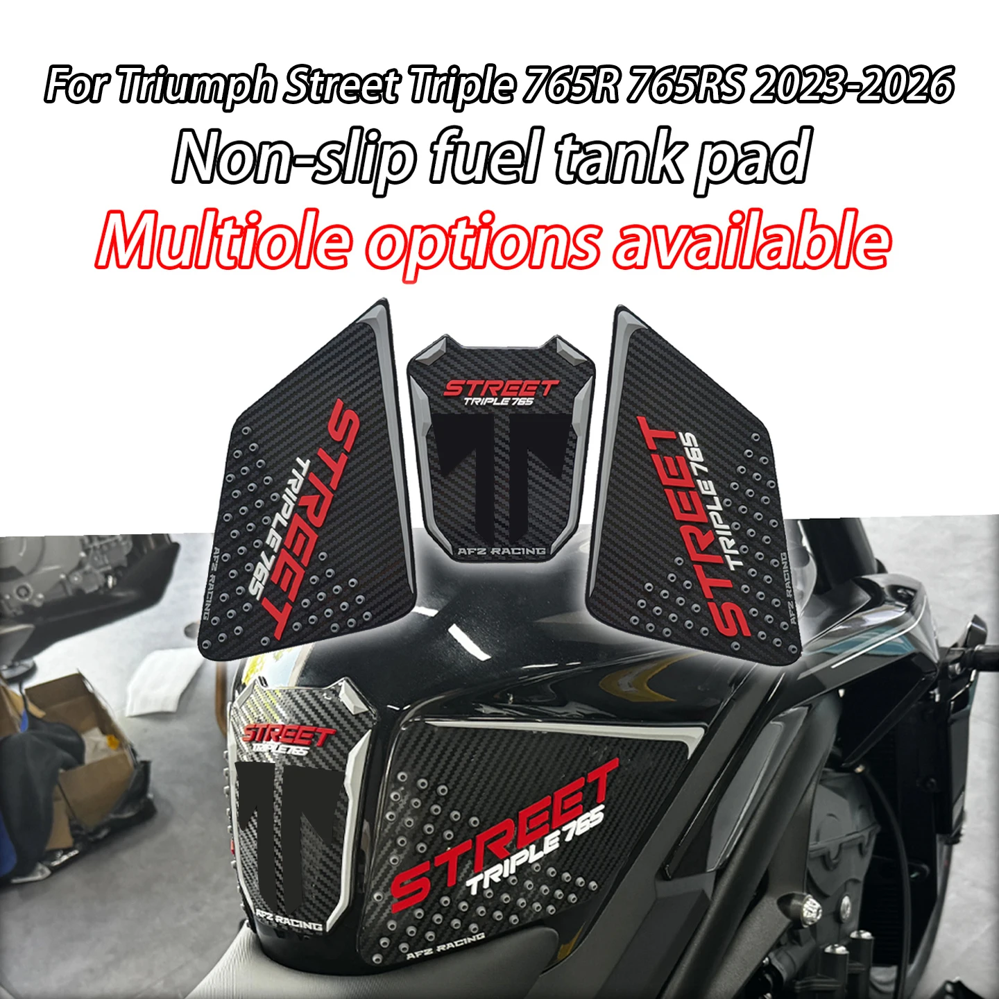 

For Triumph Street Triple 765 RS Street Triple765 R 2023-2026 Fuel Tank Traction Pads Motorcycle Stickers Knee Pad Side Stickers