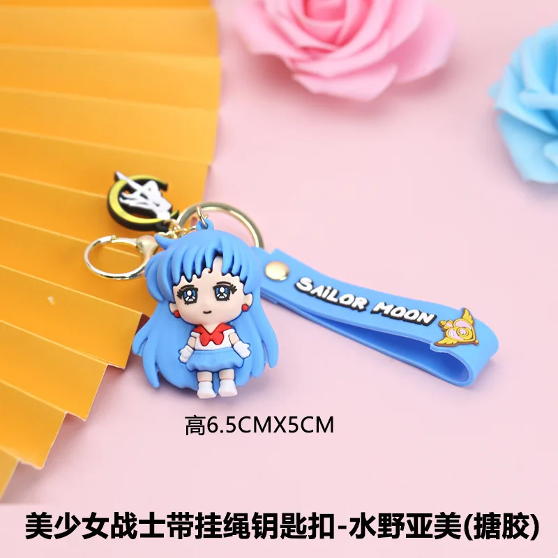 Anime Sailor Moon Keychain Luna Artemis Action Figure Tsukino Usagi Hino Rei Pendant Key Chain PVC Collection Model Toys Gifts view 2