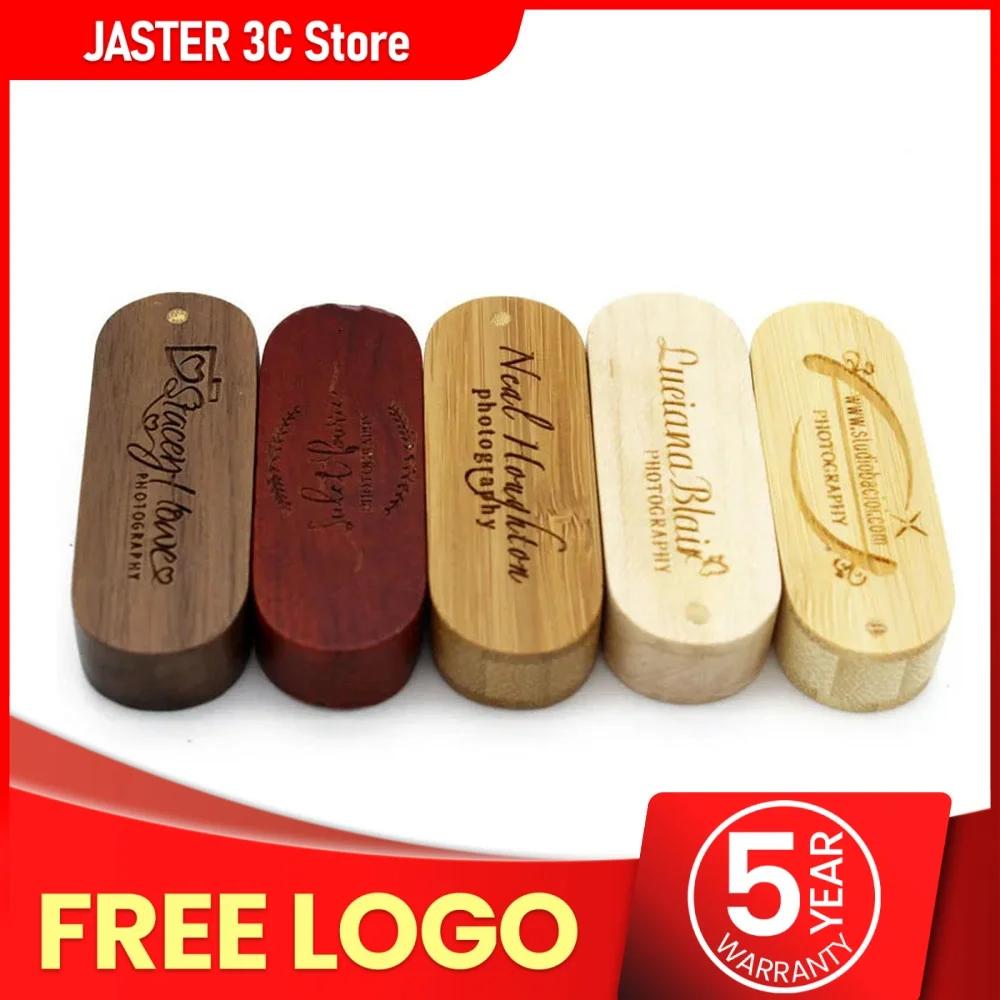 

JASTER 1PCS free custom logo rotatable Wooden USB Flash Drive Memory Stick Pendrive 4GB 16GB 32GB 64GB usb creativo U disk gift