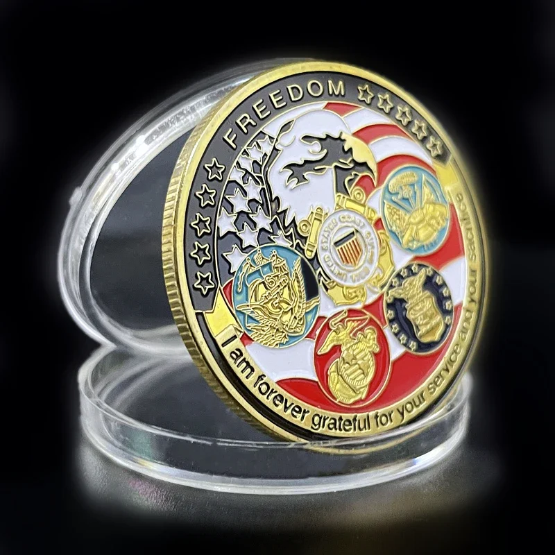 عملة تحدي العائلة العسكرية ، الجيش المخضرم ، سلاح البحرية البحرية البحرية ، جمع القوات المسلحة ، هدية تذكارية ، طوطم النسر الحر