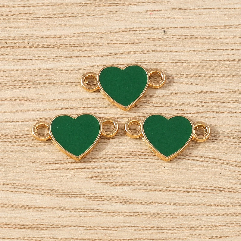 10 stücke 16x9mm niedlichen Doppel loch Emaille Liebe Herz Charms Anschlüsse für Schmuck machen DIY handgemachte Armbänder Halskette Handwerk Geschenk – Detail 8