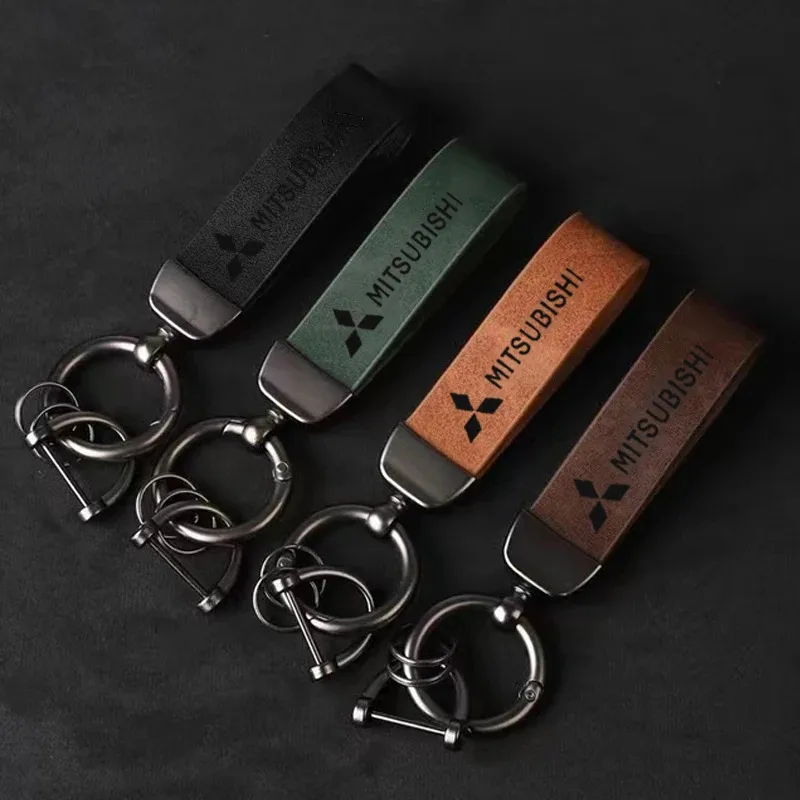 

Luxury Leather Keychain Car Key Ring Holder Advanced Auto Accessories For Mitsubishi Eclipse Lancer Outlander Pajero ASX Colt Ex