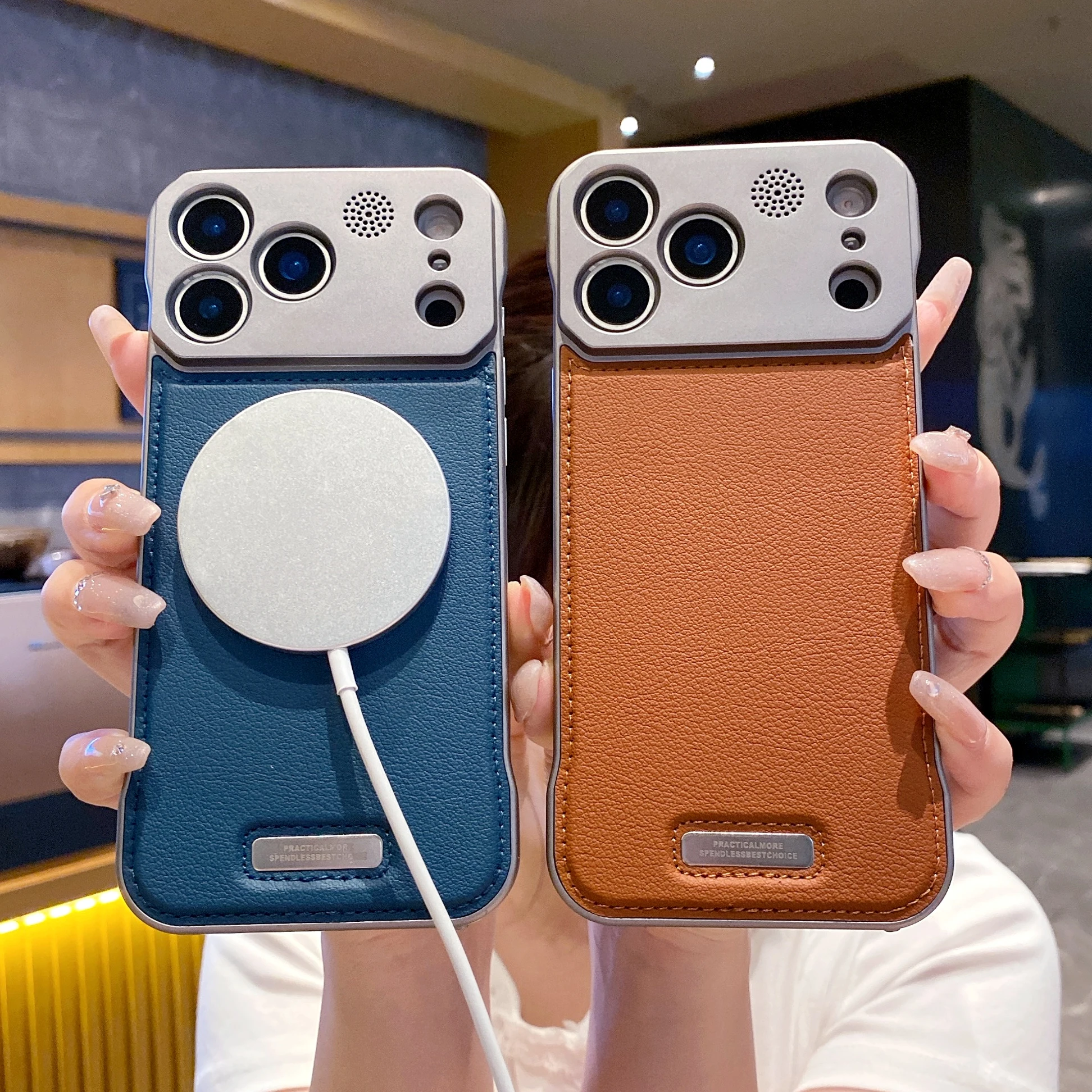 เคสหนัง Magsafe ไร้ขอบ ระบายความร้อนด้วยกลิ่นหอม สำหรับ iPhone 17 16 15 14 13 12 11 Pro Max Plus 17 Air 16E ฝาหลังแม่เหล็ก